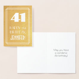 41:a födelsedagen ~ Art Deco Stil "41" & anpassat Folierat Kort