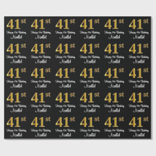 41:a födelsedagen: Elegant Luxurious Faux Guld Tit Presentpapper