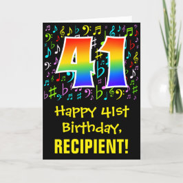 41:a födelsedagen: Färgstarka musiksymboler + regn Kort
