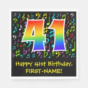 41:a födelsedagen - Färgstarka musiksymboler, regn Pappersservett