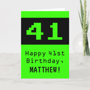 41:a födelsedagen: Nerdy/Geeky Stil "41" och Namn Kort