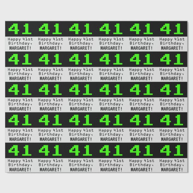41:a födelsedagen - Nerdy/Geeky Stil "41" och Namn Presentpapper (Platt)