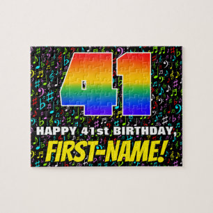 41:a födelsedagen - Roligt, färgstarka musiksymbol Pussel