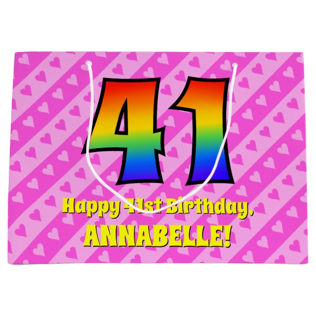 41:a födelsedagen: Rosa Rand & Hearts, regnbåge nr (Framsidan)