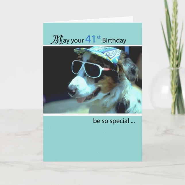 41:a födelsedagsdagen i Hund Funny Sunglass Kort (Framsida)