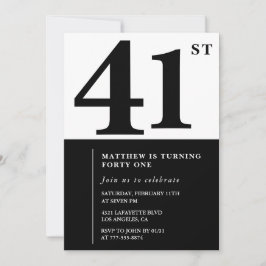 41:a födelsedagsinbjudningar Svartvit Elegant Inbjudningar