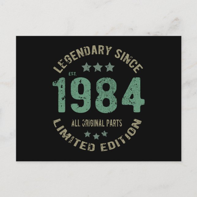 41 Årig Födelsedag 1984 Legend 41-årspresent Vykort (Framsida)