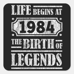 41 års ålder 1984 Födelsedatum Legend 41:a födelse Fyrkantigt Klistermärke
