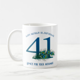 41-års födelsedag eller årsdag Påfågel Fjäder Kaffemugg