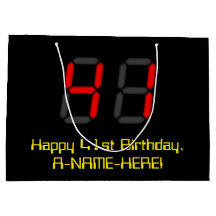 41-årsdag: Röd digital klocka stil "41" + Namn