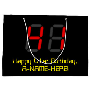 41-årsdag: Röd digital klocka stil "41" + Namn