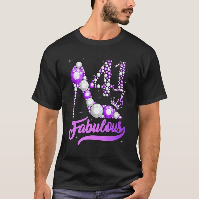 41 & Fabulous 41 Years Old 41th Birthday Diamond C T Shirt (Framsida)