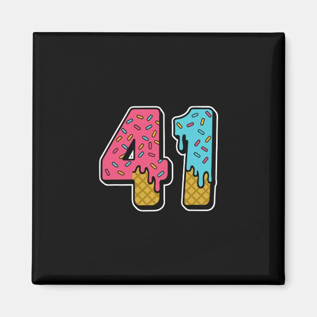 41 Ice Cream Drip Meme fyrtio En fjärde generns al Magnet (Framsidan)