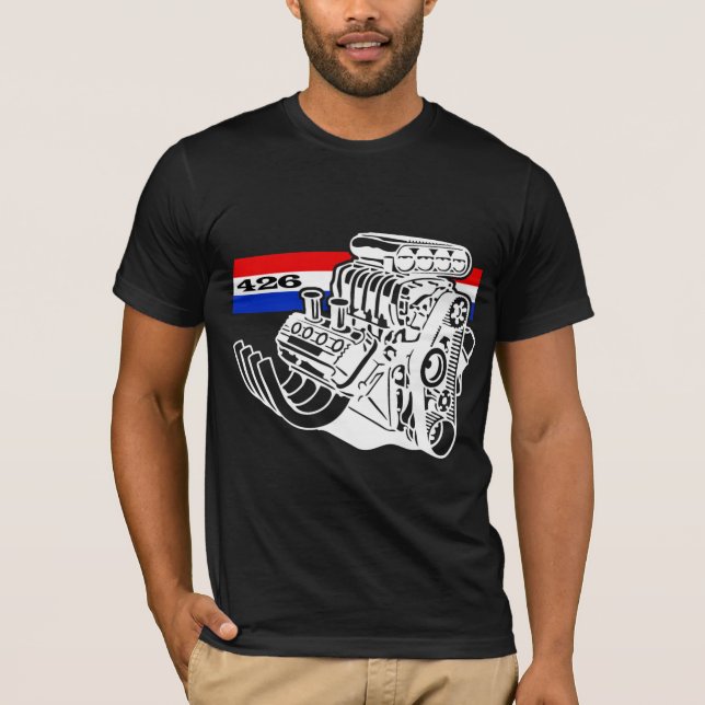 426 HEMI blåst V8 motor T-shirt (Framsida)
