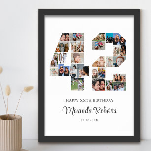 42:a födelsedag nummer 42 Anpassningsbars fotokoll Poster