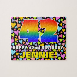 42:a födelsedag - Roligt, hjärtklappning + "42" Pussel