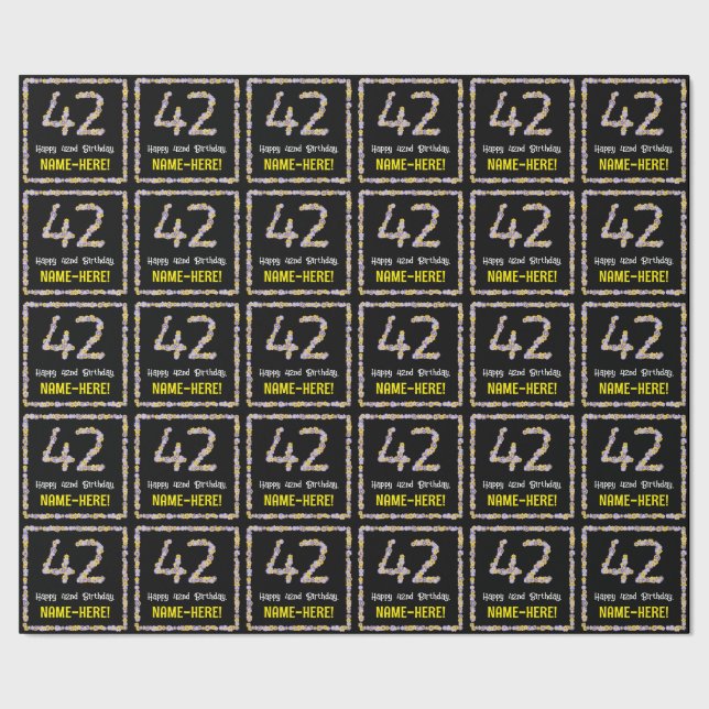 42:a födelsedagen: Blommigt Flowers Number, eget n Presentpapper (Seam)