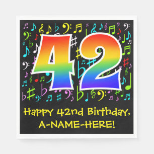 42:a födelsedagen - Färgstarka musiksymboler, regn Pappersservett