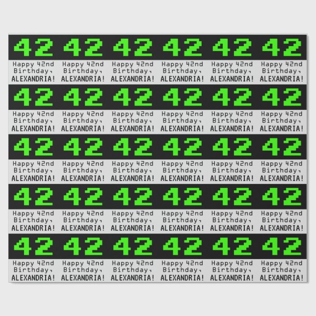 42:a födelsedagen - Nerdy/Geeky Stil "42" och Namn Presentpapper (Platt)