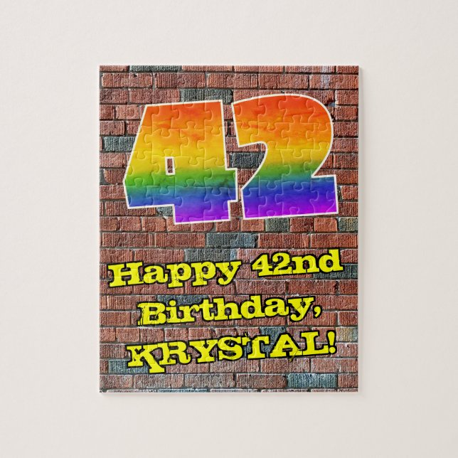 42:a födelsedagen: Roligt Graffiti-Inspired Rainbo Pussel (Vertikal)