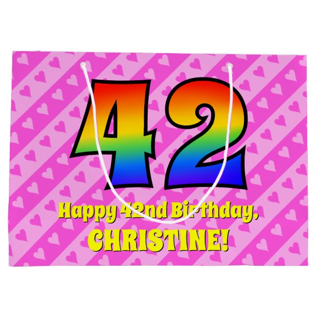 42:a födelsedagen: Rosa Rand & Hearts, regnbåge nr (Baksidan)