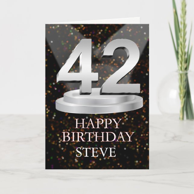 42:a födelsedagsbelysningen lägger till ett Namn-k Kort (Framsida)