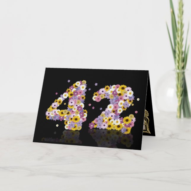 42:a födelsedagskort med brev i blomsterodling kort (Framsida)