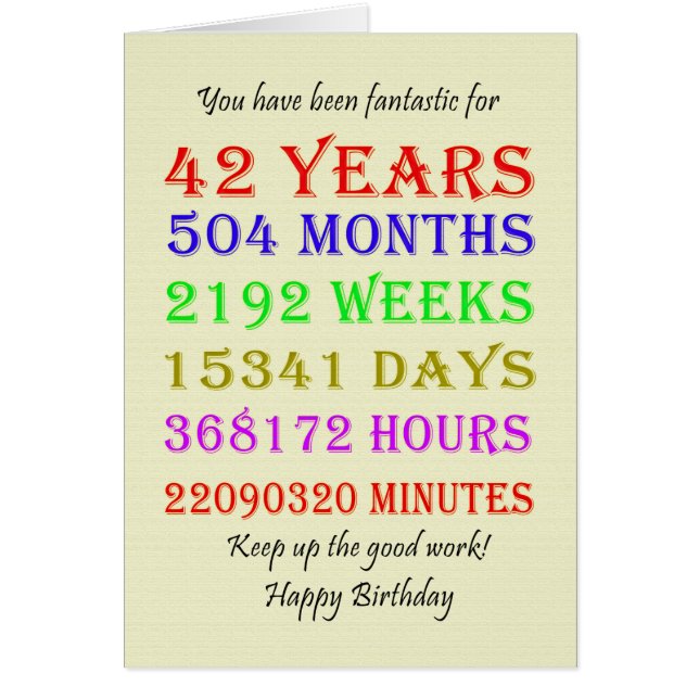 42:a födelsedagsmilstolpar hälsningskort (Framsidan)