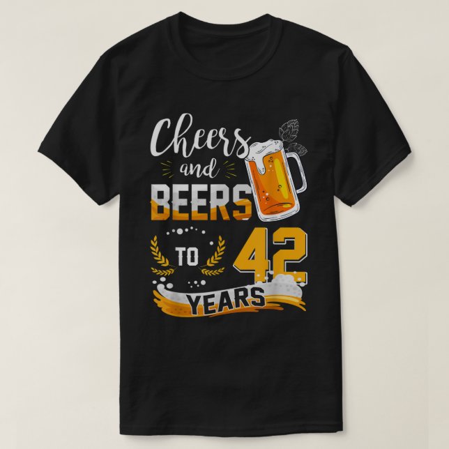 42:a födelsedagstjuren och Öl till 42 år, födda i T Shirt (Design framsida)