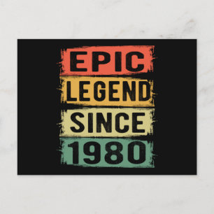 42 år gammal dag 1980 Epic Legend 42:a födelsedage Vykort