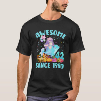 42 år gammal Sjöjungfru Fantastisk sedan 1980 42:e T Shirt