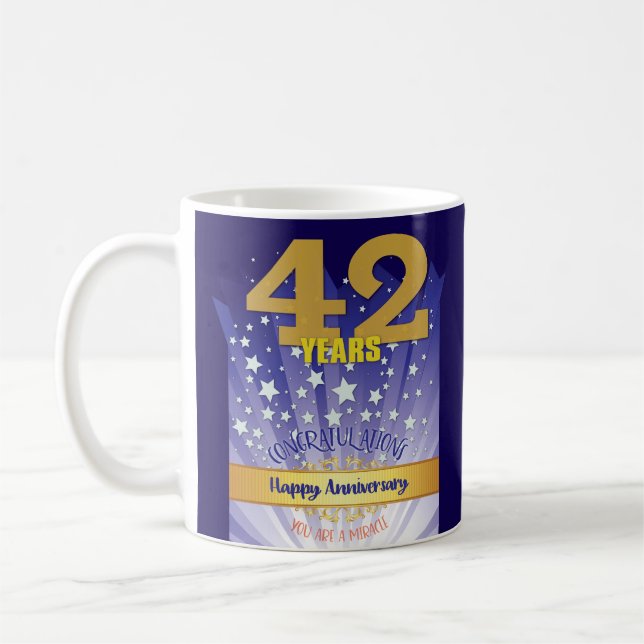 42-års CUSTOM Återhämtningsjubileum Fet siffra Kaffemugg (Vänster)