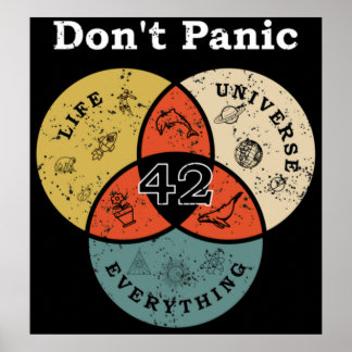 42 Dont Panic Life Universe All Hitchhike Poster