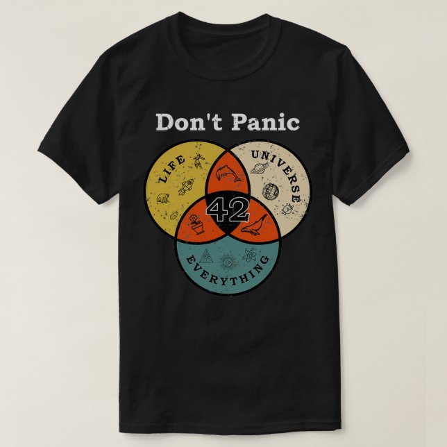 42 Dont Panic Life Universe All Hitchhiker  T Shirt (Design framsida)