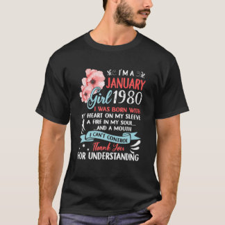 42:e födelsedagen i januari 1980 42 år gammal t shirt