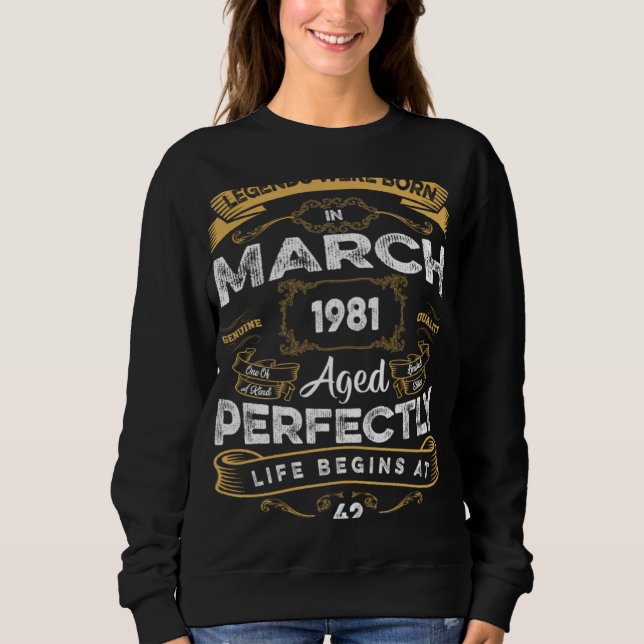 42:e födelsedagsljuden föddes i mars 1981 t shirt (Framsida)