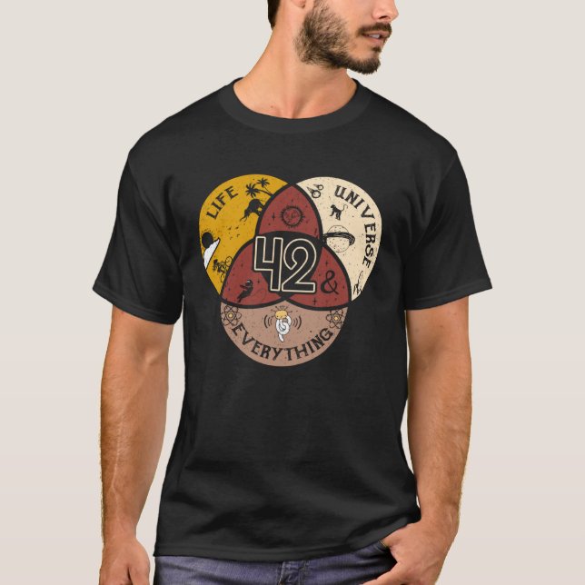 42 Is The Answer To Life Universe And Everything T Shirt (Framsida)