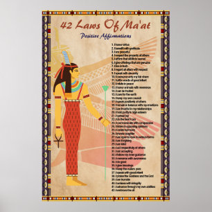 42 lagar om Ma'at - positiva affirmationer Poster