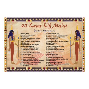 42 lagar om Maat - Positiva bekräftelser affisch Fototryck