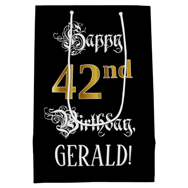 42nd Birthday ~ Fancy Script; Faux Gold Look; Name (Baksidan)