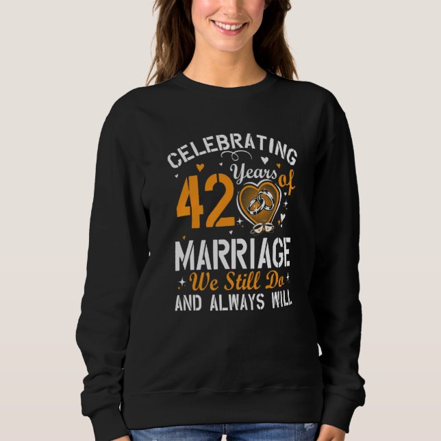 42th Wedding Anniversary Matching Couple Men Women T Shirt (Framsida)