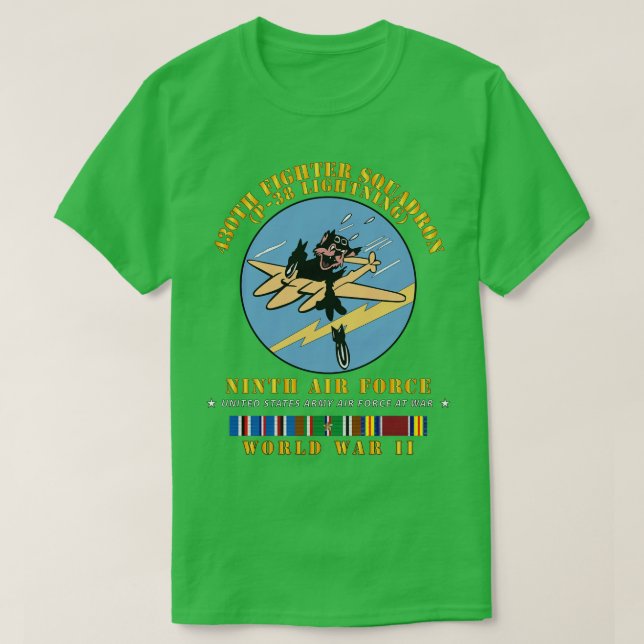 430th Fighter Squadron P38 Blixt 9th AF WWII w T Shirt (Design framsida)