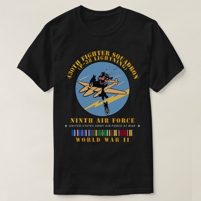 430th Fighter Squadron P38 Blixt 9th AF WWII w T Shirt (Design framsida)