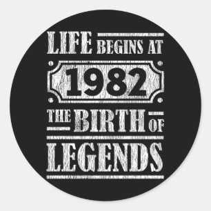 43 år gammal 1982 Legend 43:e födelsedagen Runt Klistermärke
