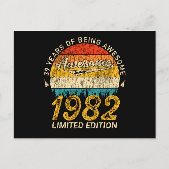 43 År Gammal 1982 Retro Awesome 43-årspresent Vykort (Framsida)