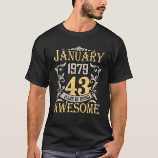 43 år gammal i januari 1979 43Rd födelsedag T Shirt