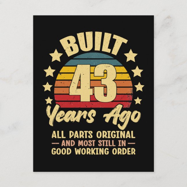 43 år sedan alla delar original 43-årsdag inbjudningar (Framsida)
