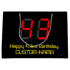 43-årsdag: Röd digital klockstil "43" + Namn