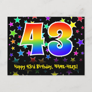43-årsdag: Roliga stjärnor Mönster, Regnbåge 43, N Vykort
