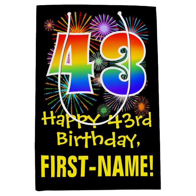 43-årsdag: Roligt fyrverkerimönster + regnbåge 43 (Framsidan)